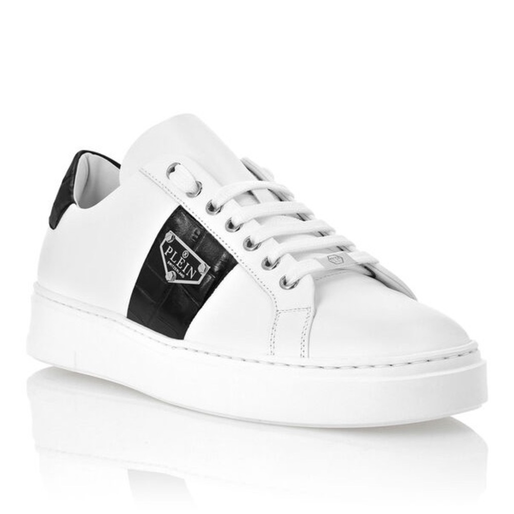 Philipp Plein Nappa Leather Lo-Top Triangle Plein White Sneakers